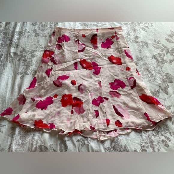 Express Y2K Silk Pink Floral Mini Slip Skirt 4 Fairy Balletcore Feminine Dainty - Picture 1 of 9